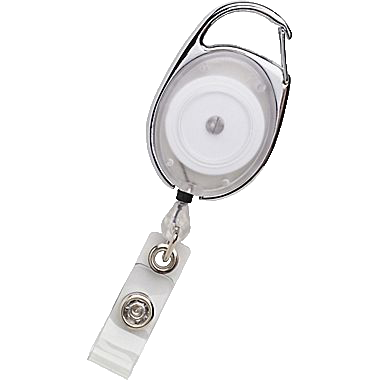  Carabiner clip retractable badge reel, clear colour with clear vinyl strap from idcwonline.