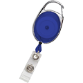   Oval translucent badge reel with carabiner clip and vinyl strap from idcwonline.