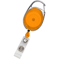  Oval translucent orange badge reel with carabiner clip and vinyl strap from idcwonline.