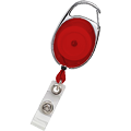 Red Oval Carabiner Retractable Badge Reel With Clear Strap CH-IDCWMR Oval Red (10 Pack)
