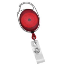 Red Carabiner Retractable ID Badge Reel With Clear Strap CH-IDCWMR Oval Red (10 Pack)