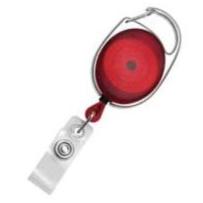 Red Carabiner Retractable ID Badge Reel With Clear Strap CH-IDCWMR Oval Red (10 Pack)