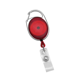 Red Oval Carabiner Retractable Badge Reel With Clear Strap CH-IDCWMR Oval Red (10 Pack)