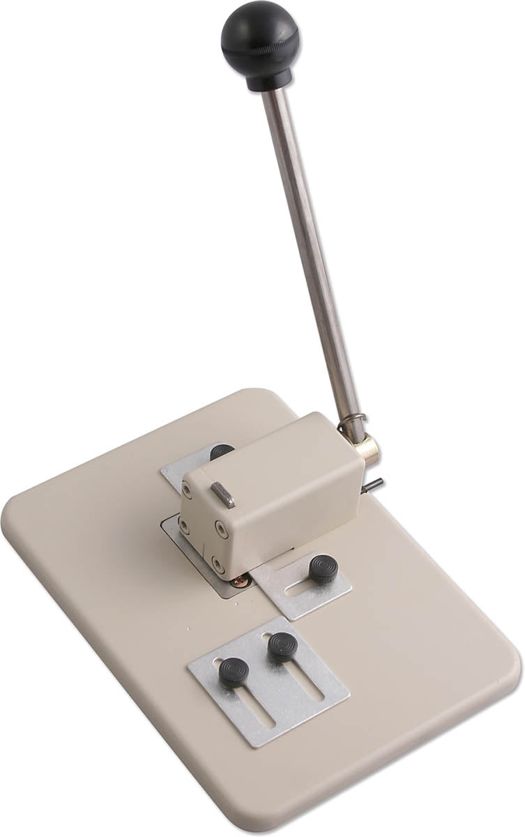 Desk Top Slot Punch With Adjustable Centering Guides for Punching Plastic ID Cards from idcwonline.