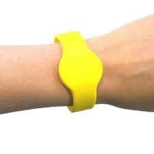 MIFARE Classic 1K 65mm Thick Silicone Wristband available in blue, black, green and red from idcwonline.