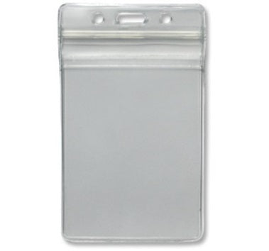 Ziplock portrait ID card holder with clear front and frosted back from idcwonline.